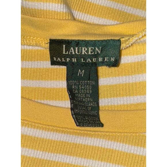 Vintage Ralph Lauren Green Label Boat Neck Blouse Women Medium Yellow Nautical - Picture 5 of 8